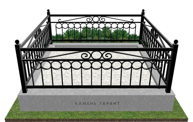 Двухуровневая ограда с круглыми элементами